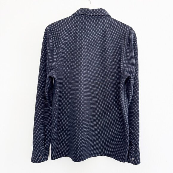 Ted Baker Men's Outof Micro Print Long Sleeve Polo Shirt Work Navy Blue 4 Large - Picture 9 of 9